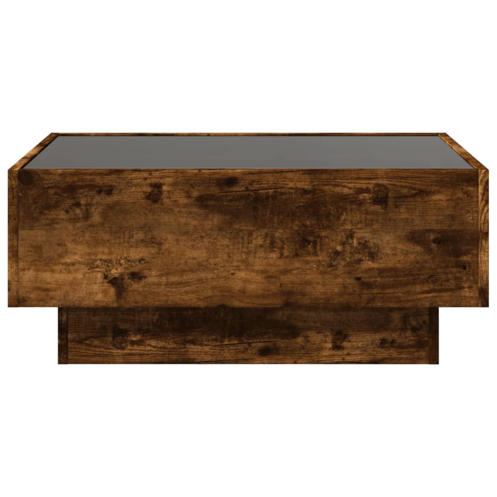 vidaXL Măsuță de cafea cu LED stejar fumuriu 70x50x30cm lemn prelucrat vidaXL Măsuță de cafea cu LED stejar fumuriu 70x50x30cm lemn prelucrat