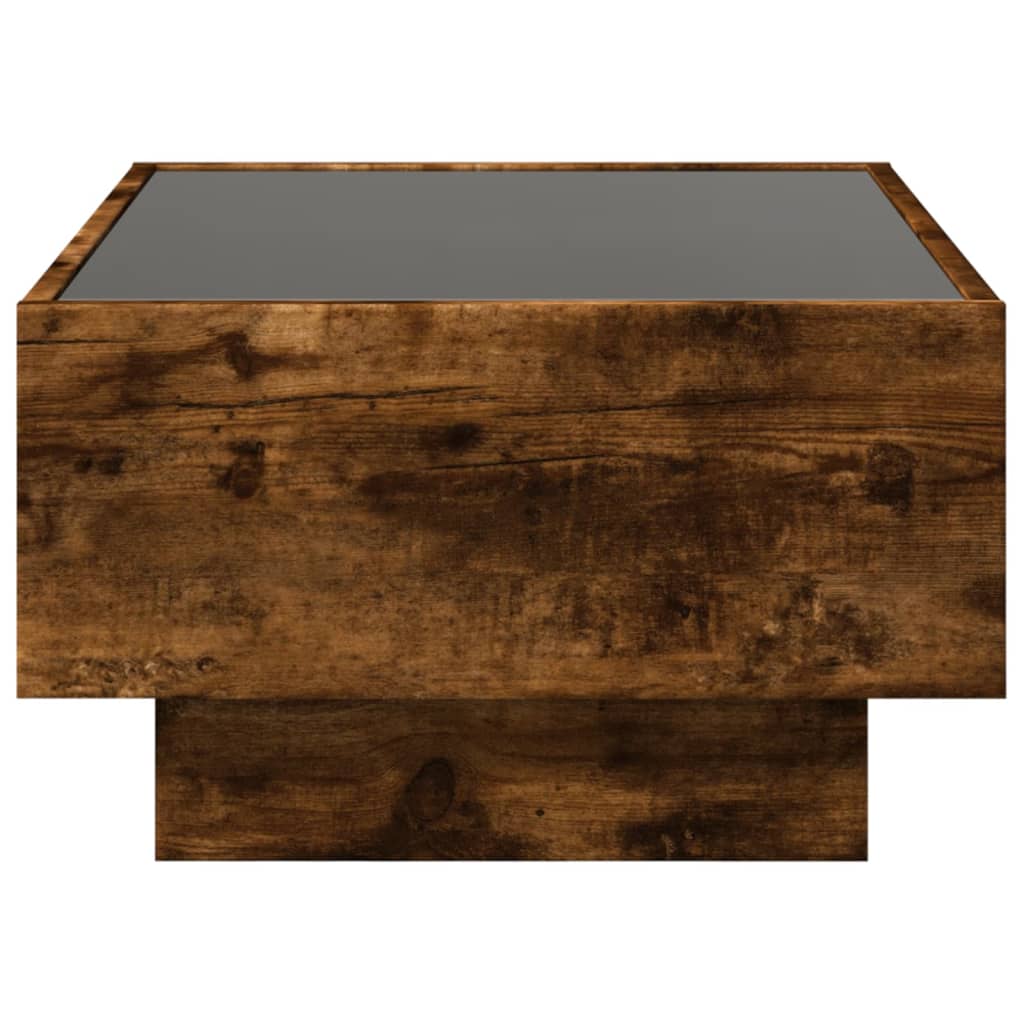 vidaXL Măsuță de cafea cu LED stejar fumuriu 70x50x30cm lemn prelucrat vidaXL Măsuță de cafea cu LED stejar fumuriu 70x50x30cm lemn prelucrat