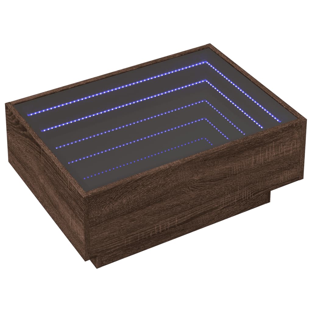 vidaXL Măsuță de cafea cu LED stejar maro 70x50x30 cm lemn prelucrat vidaXL Măsuță de cafea cu LED stejar maro 70x50x30 cm lemn prelucrat