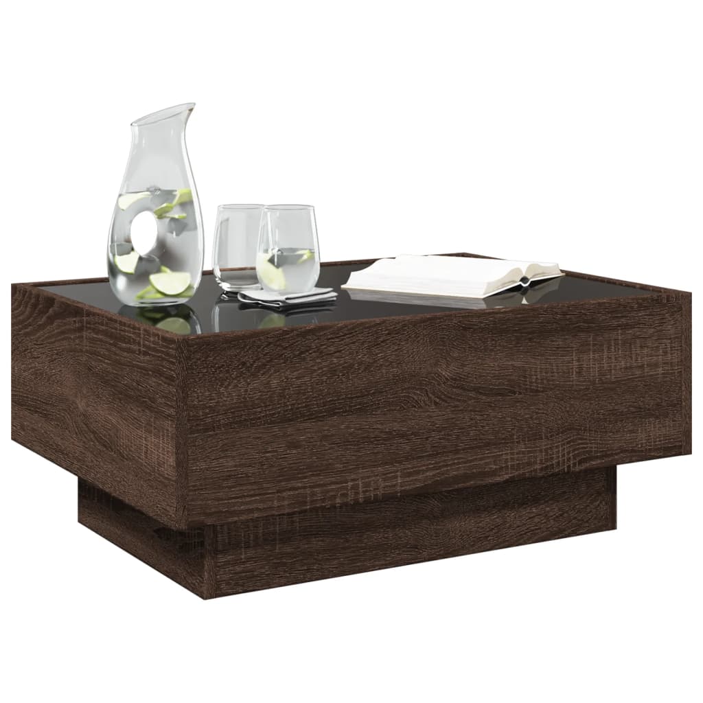 vidaXL Măsuță de cafea cu LED stejar maro 70x50x30 cm lemn prelucrat vidaXL Măsuță de cafea cu LED stejar maro 70x50x30 cm lemn prelucrat