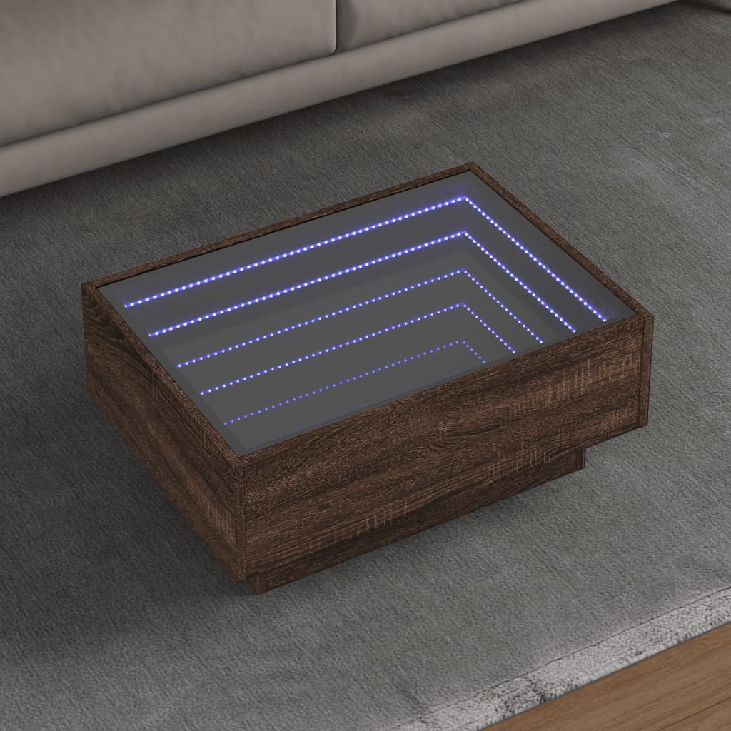 vidaXL Măsuță de cafea cu LED stejar maro 70x50x30 cm lemn prelucrat vidaXL Măsuță de cafea cu LED stejar maro 70x50x30 cm lemn prelucrat