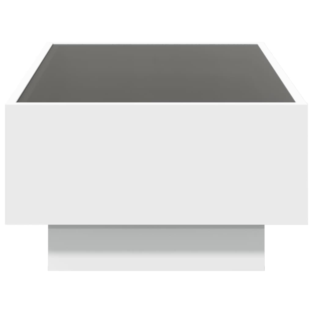 vidaXL Măsuță de cafea cu LED, alb, 90x50x30 cm, lemn prelucrat
