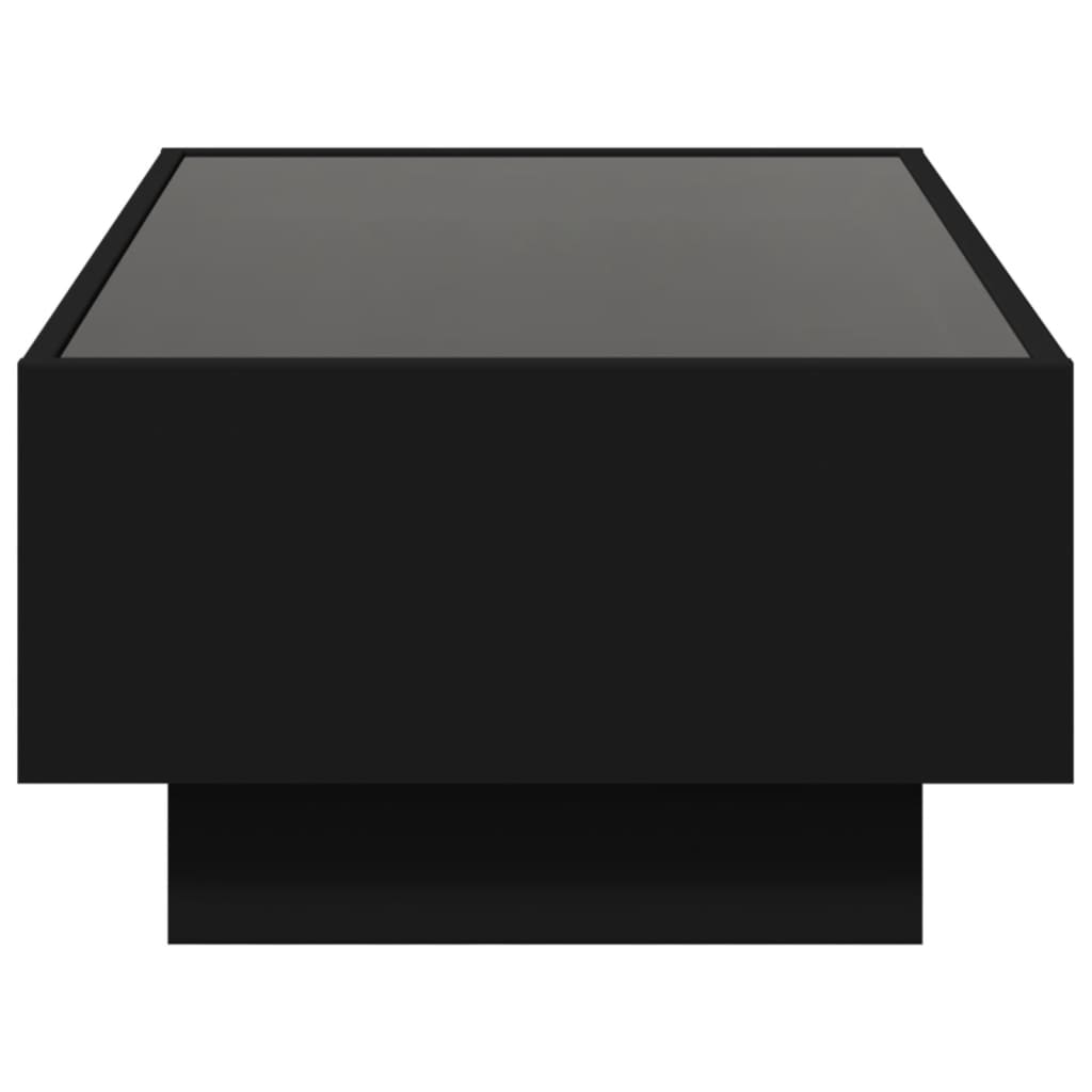 vidaXL Măsuță de cafea cu LED, negru, 90x50x30 cm, lemn prelucrat