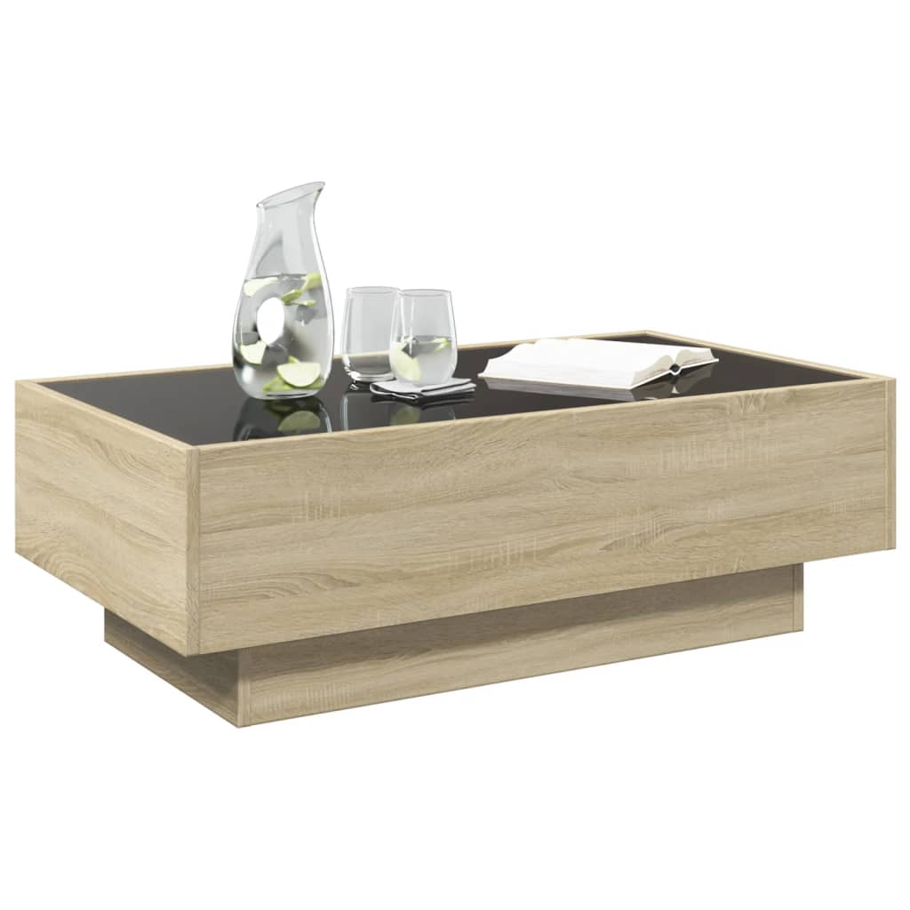 vidaXL Măsuță de cafea cu LED stejar sonoma 90x50x30 cm lemn prelucrat