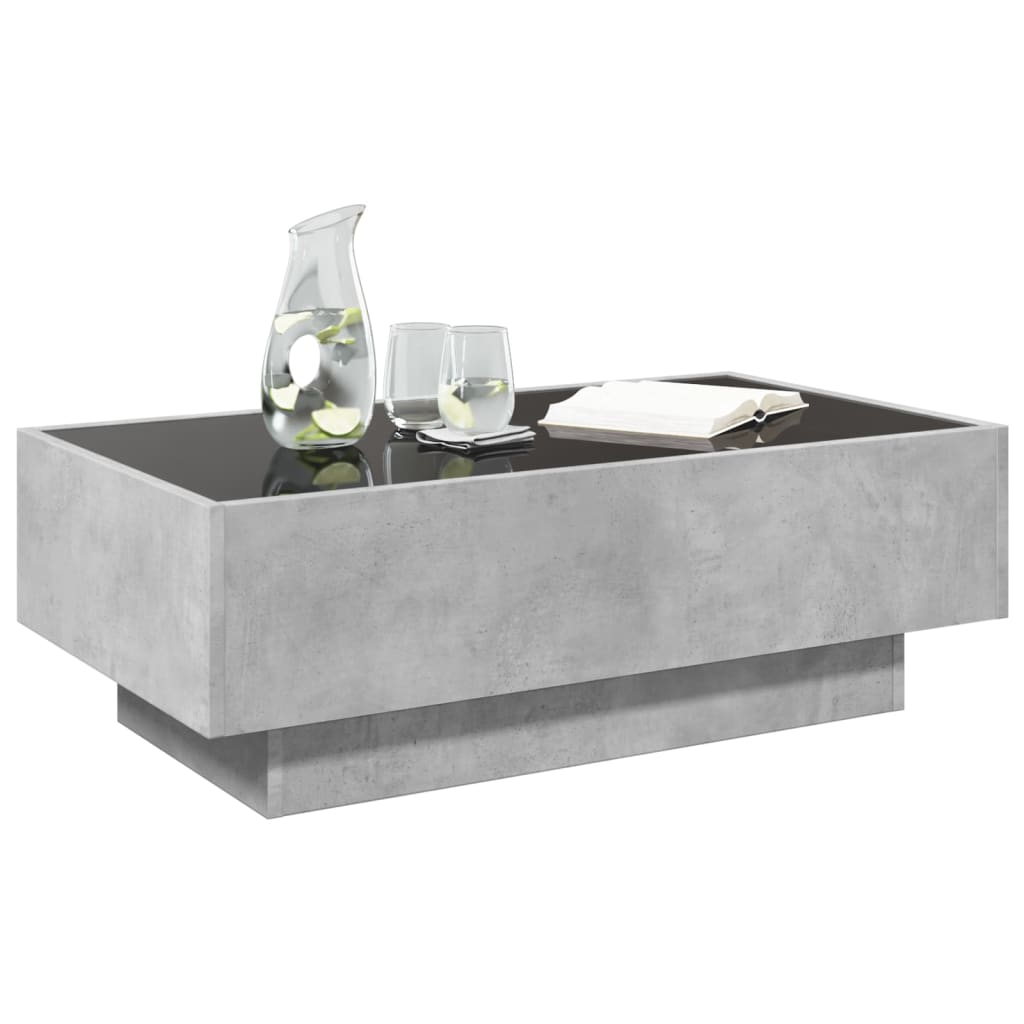 vidaXL Măsuță de cafea cu LED, gri beton, 90x50x30 cm, lemn prelucrat vidaXL Măsuță de cafea cu LED, gri beton, 90x50x30 cm, lemn prelucrat