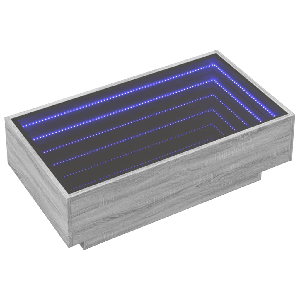 vidaXL Măsuță de cafea cu LED sonoma gri 90x50x30 cm lemn prelucrat vidaXL Măsuță de cafea cu LED sonoma gri 90x50x30 cm lemn prelucrat