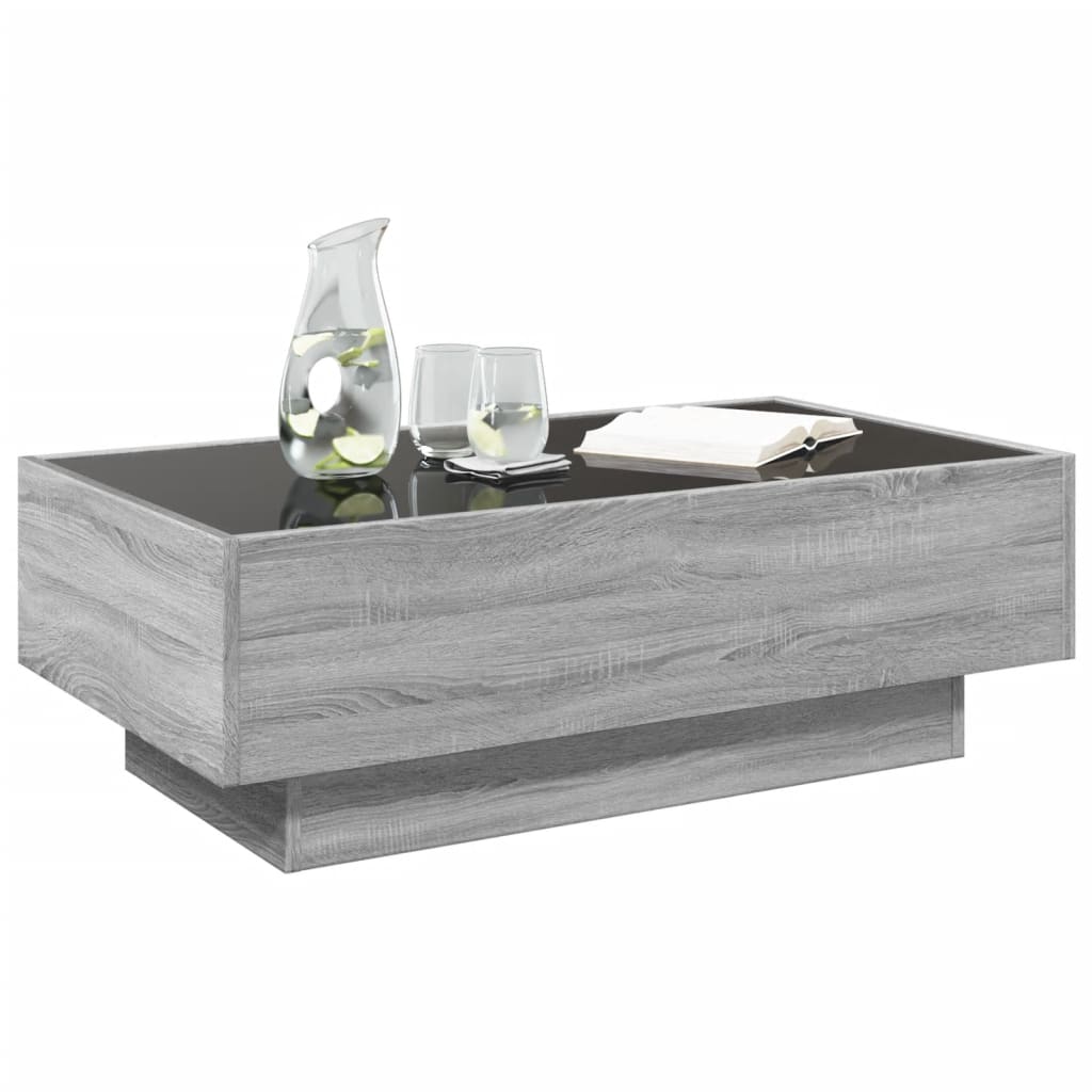 vidaXL Măsuță de cafea cu LED sonoma gri 90x50x30 cm lemn prelucrat vidaXL Măsuță de cafea cu LED sonoma gri 90x50x30 cm lemn prelucrat