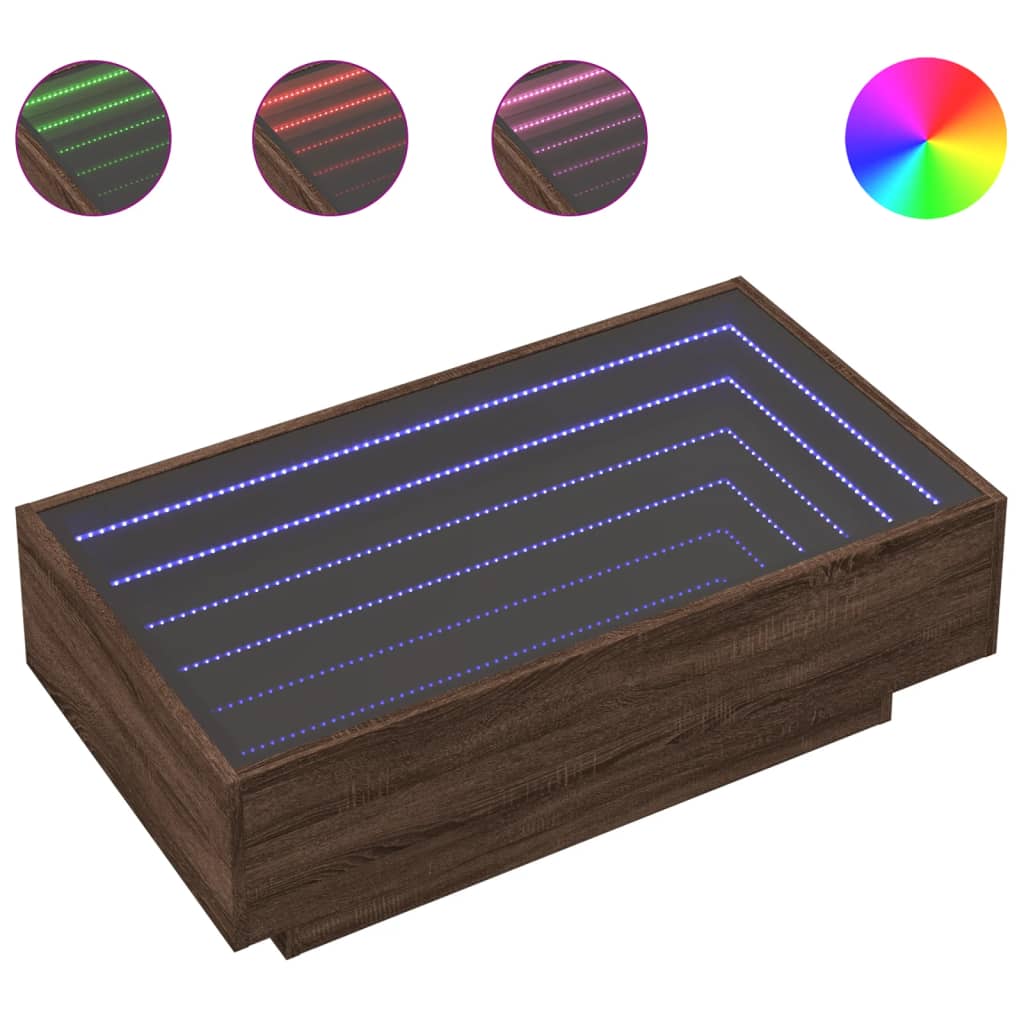 vidaXL Măsuță de cafea cu LED stejar maro 90x50x30 cm lemn prelucrat vidaXL Măsuță de cafea cu LED stejar maro 90x50x30 cm lemn prelucrat