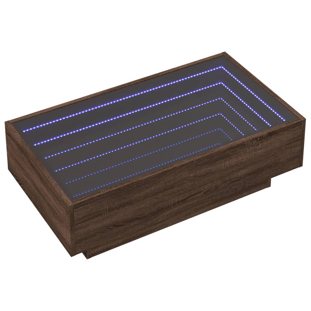 vidaXL Măsuță de cafea cu LED stejar maro 90x50x30 cm lemn prelucrat vidaXL Măsuță de cafea cu LED stejar maro 90x50x30 cm lemn prelucrat