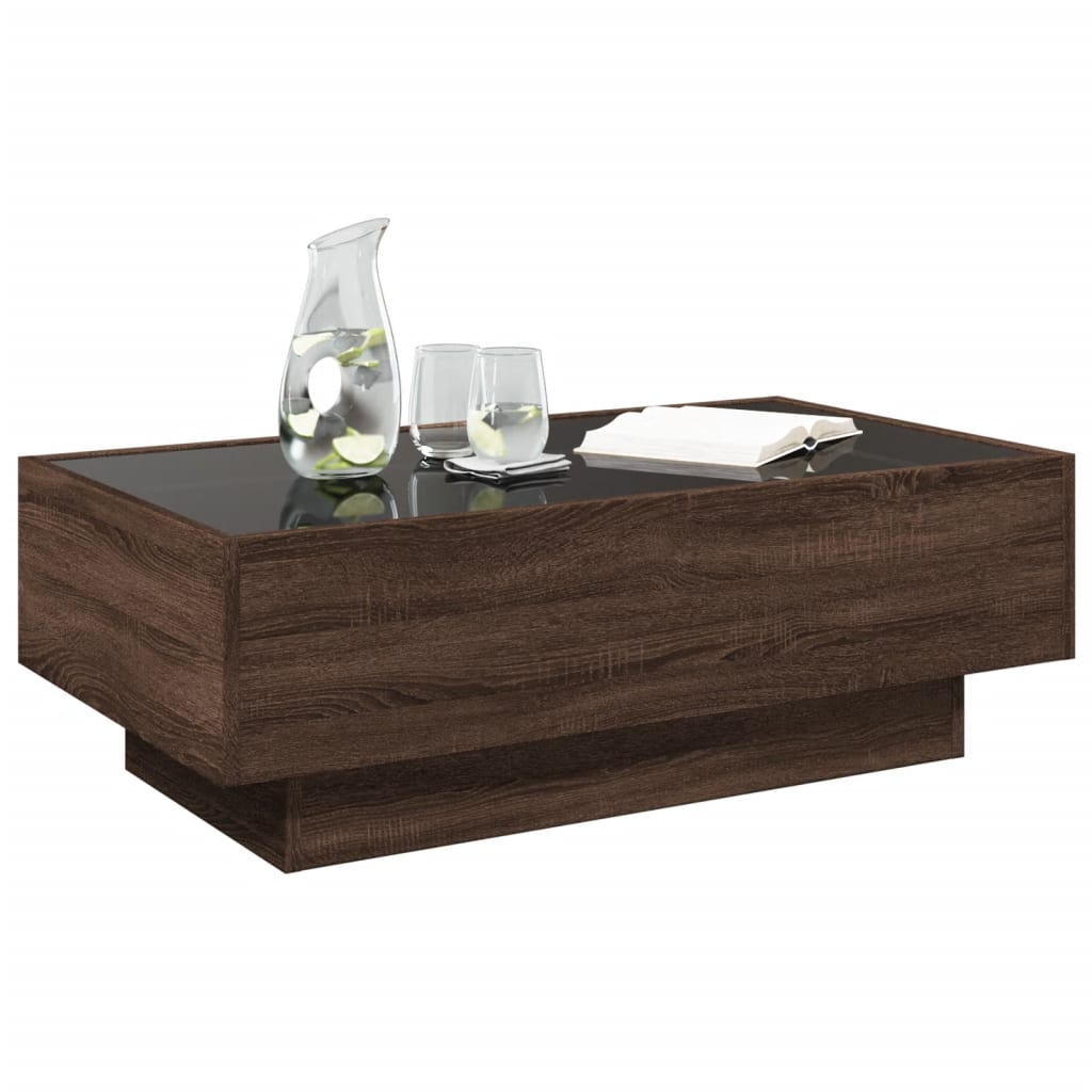 vidaXL Măsuță de cafea cu LED stejar maro 90x50x30 cm lemn prelucrat vidaXL Măsuță de cafea cu LED stejar maro 90x50x30 cm lemn prelucrat