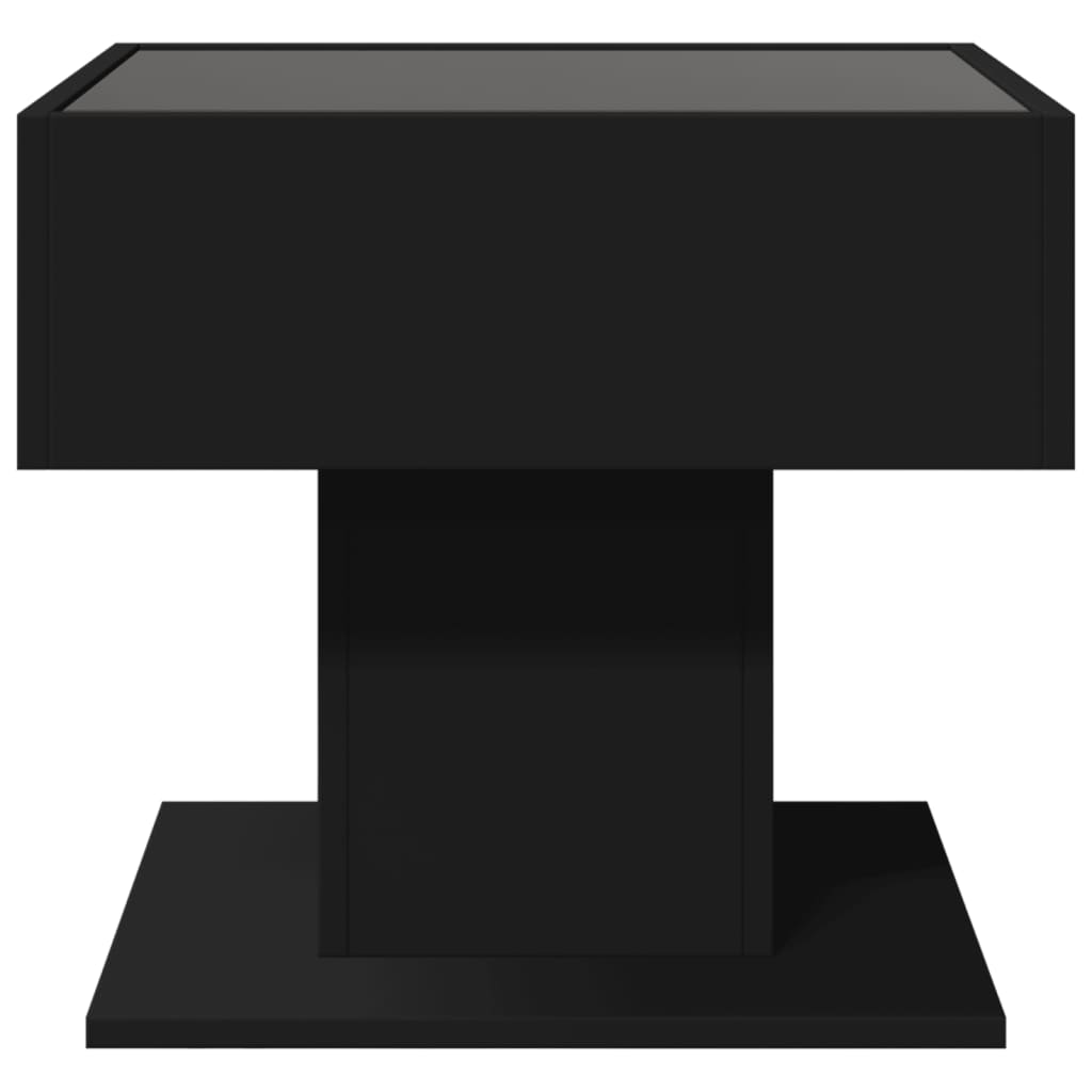 vidaXL Măsuță de cafea cu LED, negru, 50x50x45 cm, lemn prelucrat vidaXL Măsuță de cafea cu LED, negru, 50x50x45 cm, lemn prelucrat