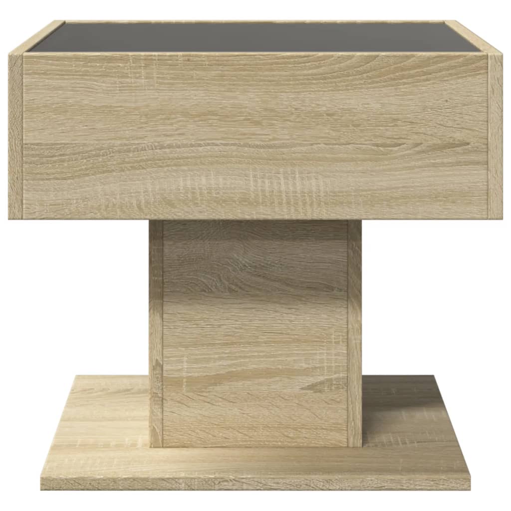 vidaXL Măsuță de cafea cu LED stejar sonoma 50x50x45 cm lemn prelucrat vidaXL Măsuță de cafea cu LED stejar sonoma 50x50x45 cm lemn prelucrat