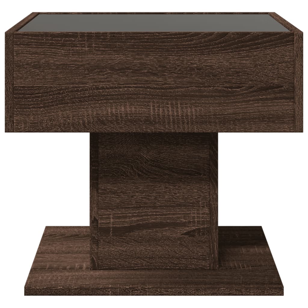 vidaXL Măsuță de cafea cu LED stejar maro 50x50x45 cm lemn prelucrat vidaXL Măsuță de cafea cu LED stejar maro 50x50x45 cm lemn prelucrat