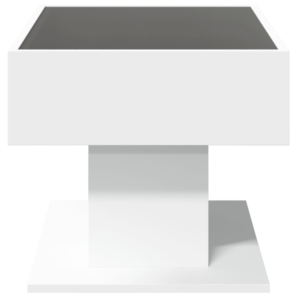 vidaXL Măsuță de cafea cu LED, alb, 70x50x45 cm, lemn prelucrat vidaXL Măsuță de cafea cu LED, alb, 70x50x45 cm, lemn prelucrat