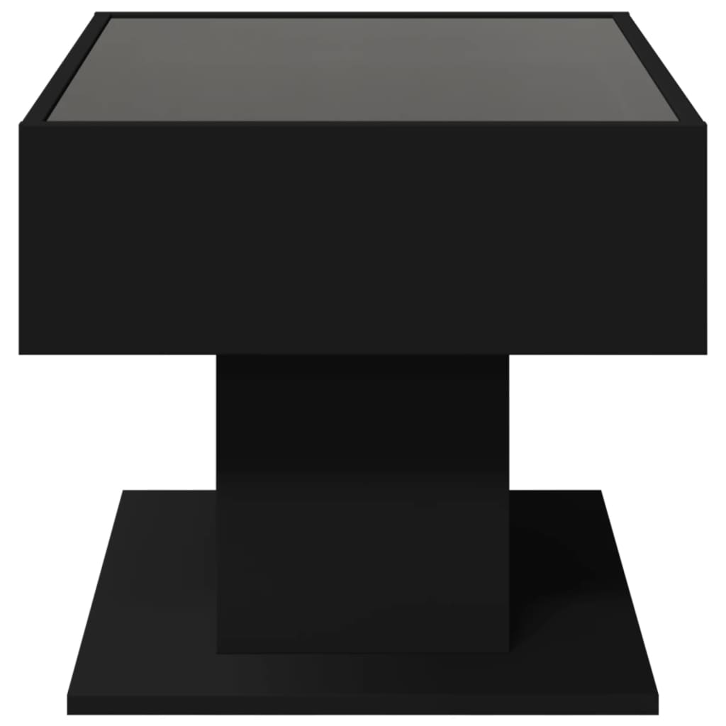 vidaXL Măsuță de cafea cu LED, negru, 70x50x45 cm, lemn prelucrat vidaXL Măsuță de cafea cu LED, negru, 70x50x45 cm, lemn prelucrat