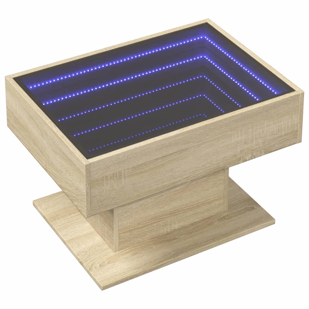 vidaXL Măsuță de cafea cu LED stejar sonoma 70x50x45 cm lemn prelucrat vidaXL Măsuță de cafea cu LED stejar sonoma 70x50x45 cm lemn prelucrat