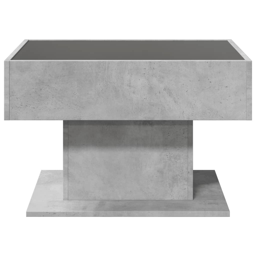 vidaXL Măsuță de cafea cu LED, gri beton, 70x50x45 cm, lemn prelucrat