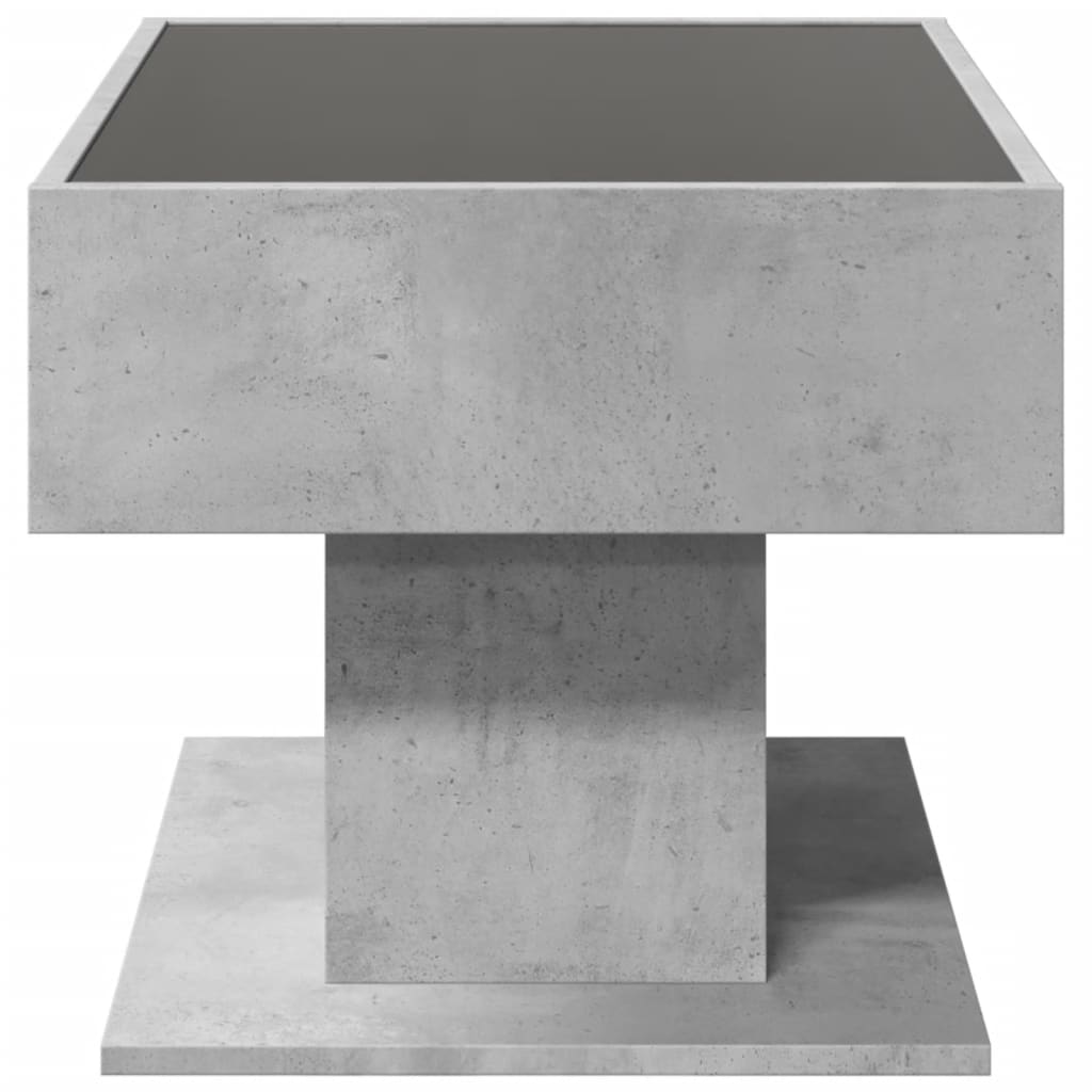 vidaXL Măsuță de cafea cu LED, gri beton, 70x50x45 cm, lemn prelucrat