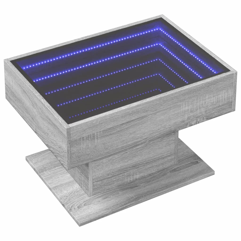 vidaXL Măsuță de cafea cu LED sonoma gri 70x50x45cm lemn prelucrat vidaXL Măsuță de cafea cu LED sonoma gri 70x50x45cm lemn prelucrat