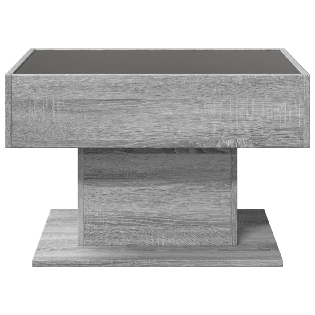 vidaXL Măsuță de cafea cu LED sonoma gri 70x50x45cm lemn prelucrat vidaXL Măsuță de cafea cu LED sonoma gri 70x50x45cm lemn prelucrat