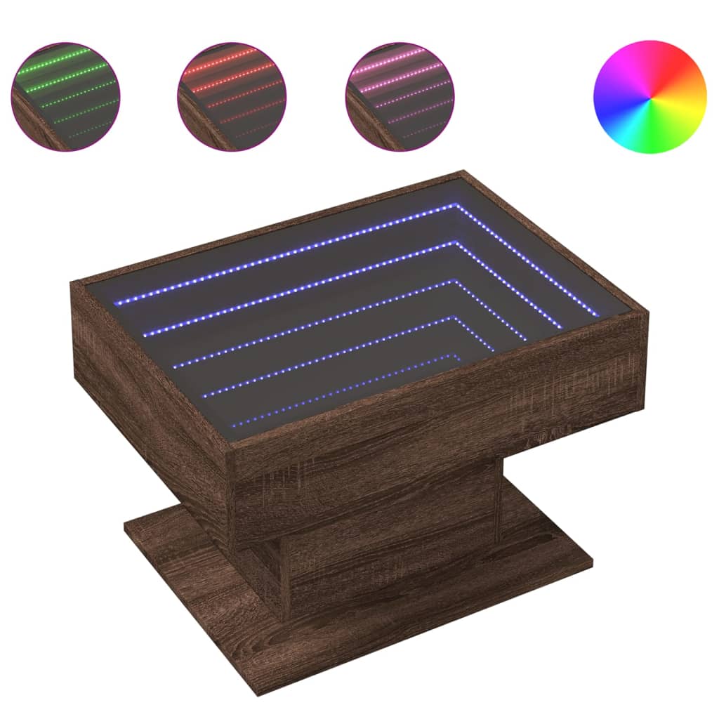 vidaXL Măsuță de cafea cu LED stejar maro 70x50x45 cm lemn prelucrat vidaXL Măsuță de cafea cu LED stejar maro 70x50x45 cm lemn prelucrat