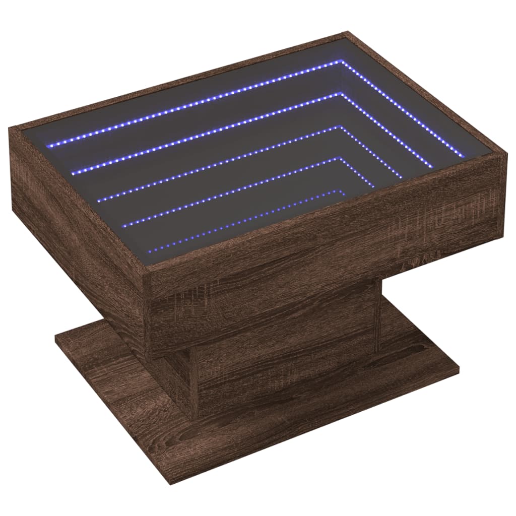 vidaXL Măsuță de cafea cu LED stejar maro 70x50x45 cm lemn prelucrat vidaXL Măsuță de cafea cu LED stejar maro 70x50x45 cm lemn prelucrat