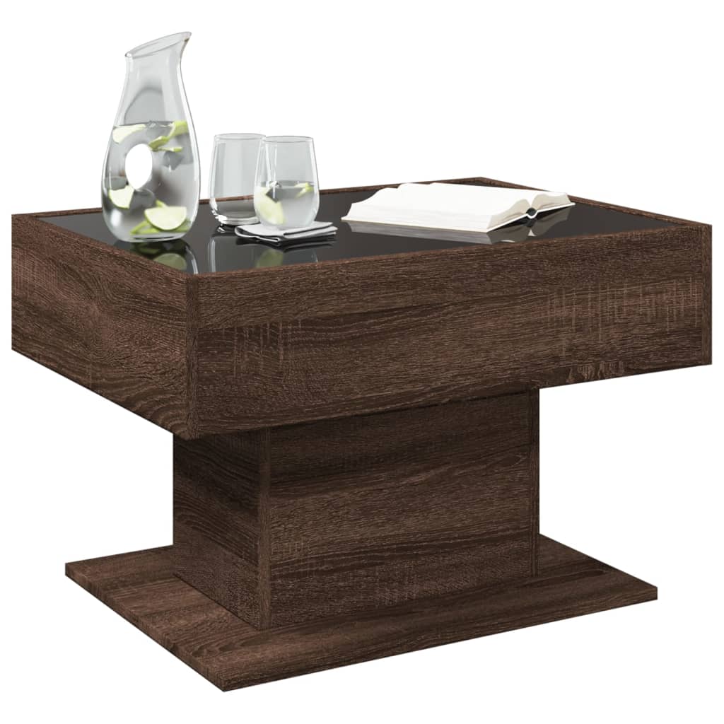 vidaXL Măsuță de cafea cu LED stejar maro 70x50x45 cm lemn prelucrat vidaXL Măsuță de cafea cu LED stejar maro 70x50x45 cm lemn prelucrat