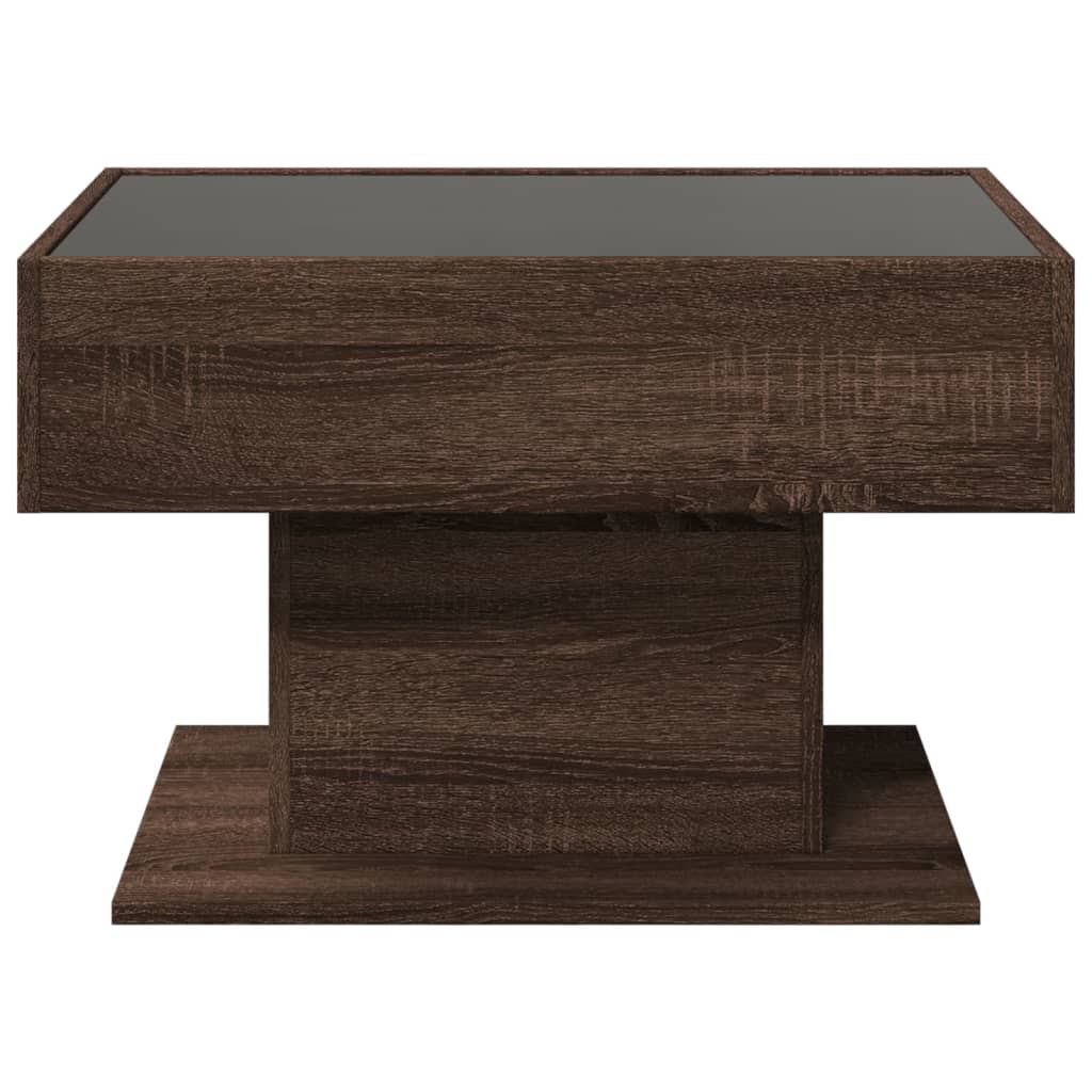 vidaXL Măsuță de cafea cu LED stejar maro 70x50x45 cm lemn prelucrat vidaXL Măsuță de cafea cu LED stejar maro 70x50x45 cm lemn prelucrat