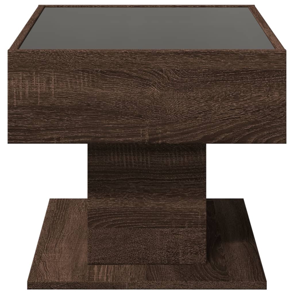 vidaXL Măsuță de cafea cu LED stejar maro 70x50x45 cm lemn prelucrat vidaXL Măsuță de cafea cu LED stejar maro 70x50x45 cm lemn prelucrat