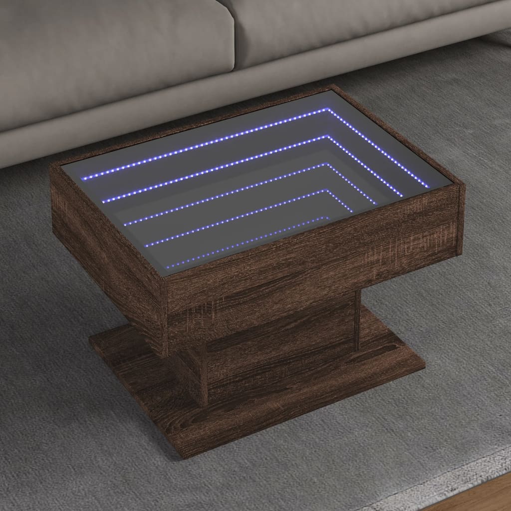 vidaXL Măsuță de cafea cu LED stejar maro 70x50x45 cm lemn prelucrat vidaXL Măsuță de cafea cu LED stejar maro 70x50x45 cm lemn prelucrat