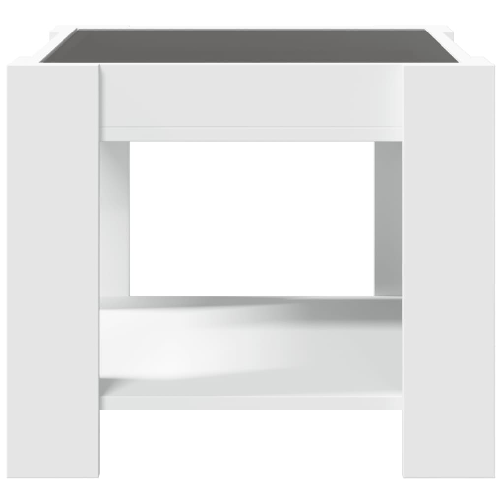 vidaXL Măsuță de cafea cu LED, alb, 53x53x45 cm, lemn prelucrat
