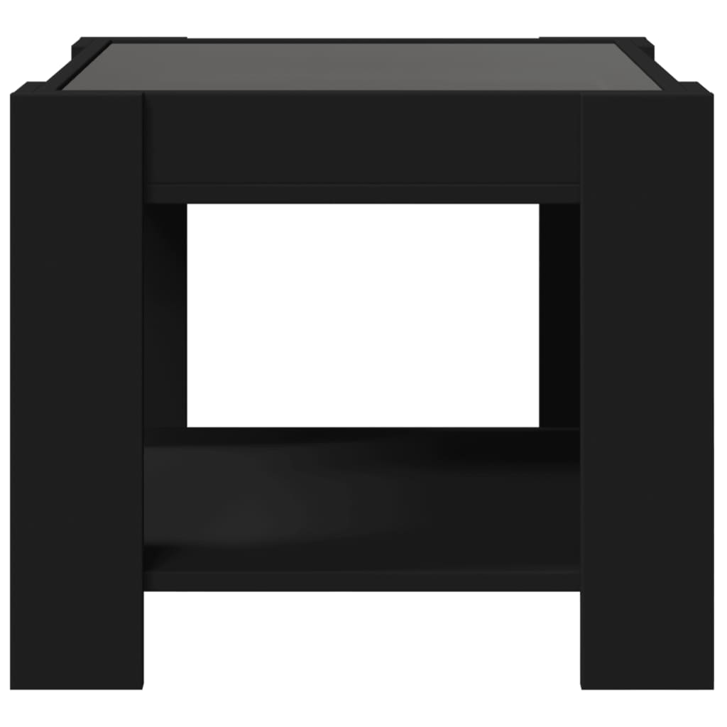 vidaXL Măsuță de cafea cu LED, negru, 53x53x45 cm, lemn prelucrat vidaXL Măsuță de cafea cu LED, negru, 53x53x45 cm, lemn prelucrat