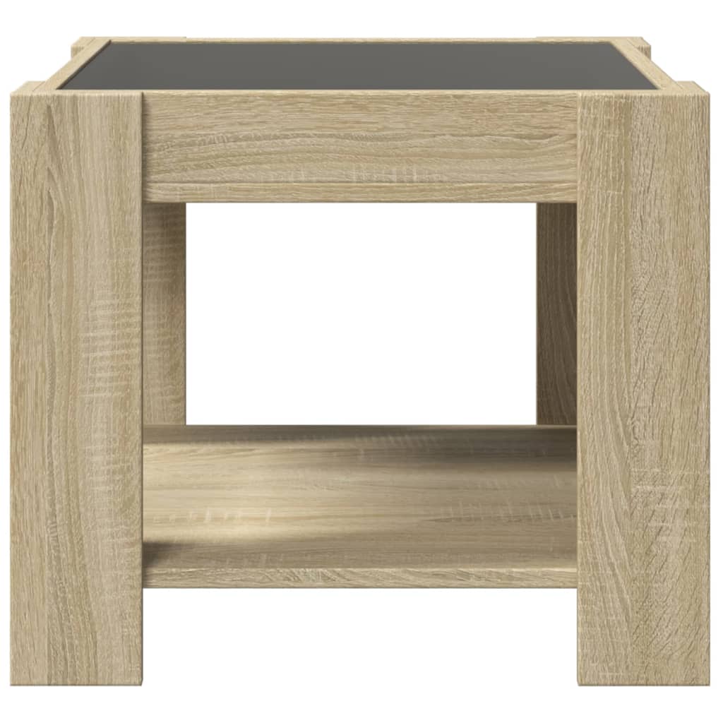 vidaXL Măsuță de cafea cu LED stejar sonoma 53x53x45 cm lemn prelucrat vidaXL Măsuță de cafea cu LED stejar sonoma 53x53x45 cm lemn prelucrat