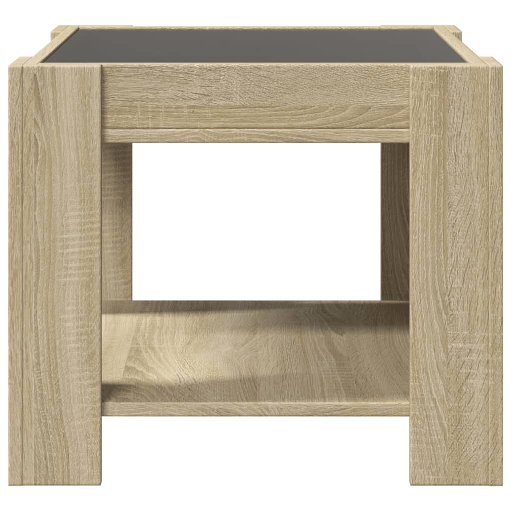 vidaXL Măsuță de cafea cu LED stejar sonoma 53x53x45 cm lemn prelucrat vidaXL Măsuță de cafea cu LED stejar sonoma 53x53x45 cm lemn prelucrat