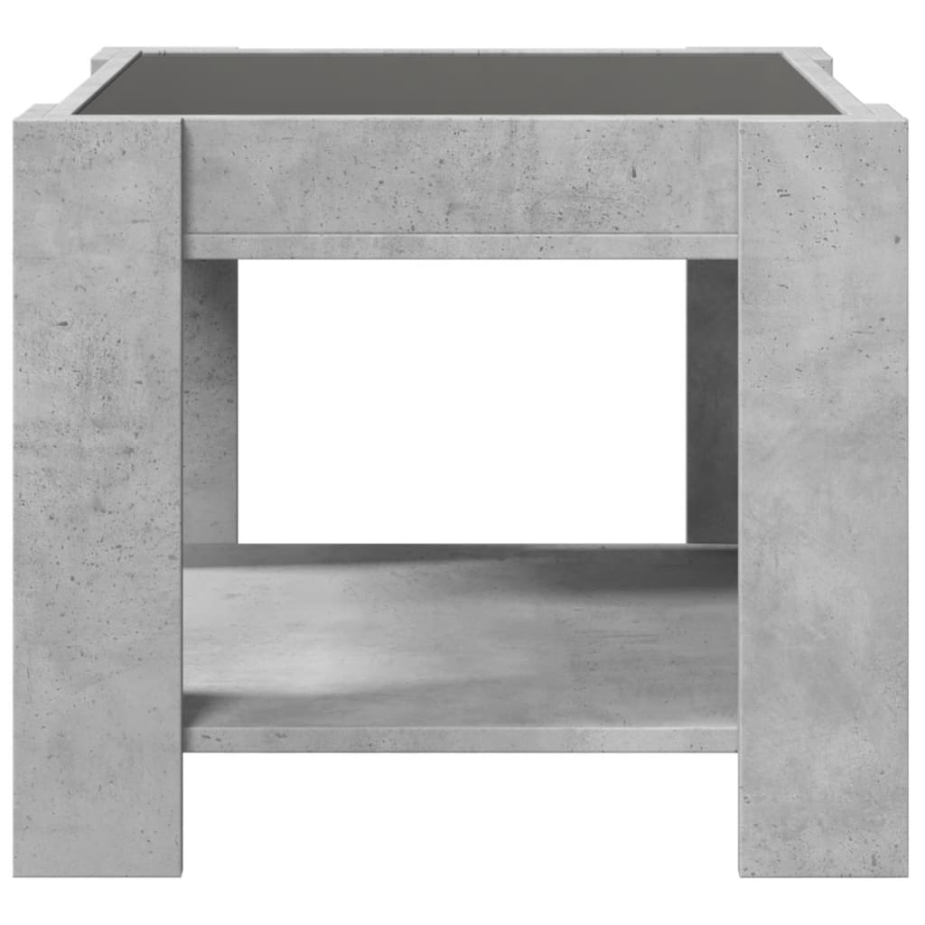 vidaXL Măsuță de cafea cu LED, gri beton, 53x53x45 cm, lemn prelucrat vidaXL Măsuță de cafea cu LED, gri beton, 53x53x45 cm, lemn prelucrat