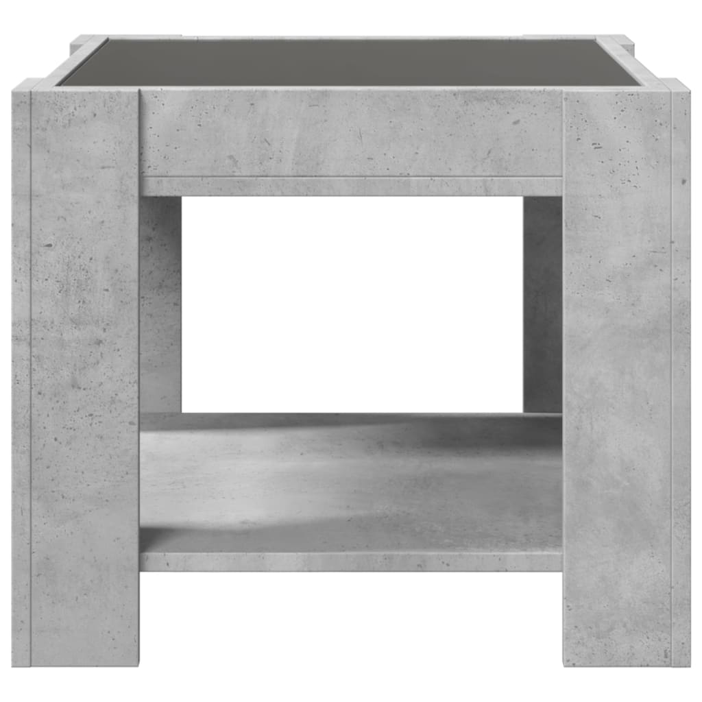 vidaXL Măsuță de cafea cu LED, gri beton, 53x53x45 cm, lemn prelucrat vidaXL Măsuță de cafea cu LED, gri beton, 53x53x45 cm, lemn prelucrat