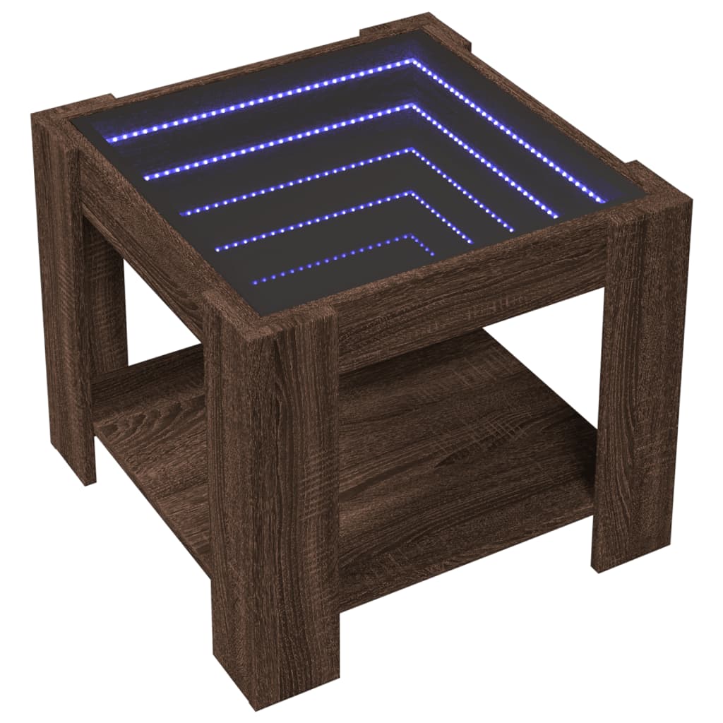 vidaXL Măsuță de cafea cu LED stejar maro 53x53x45 cm lemn prelucrat vidaXL Măsuță de cafea cu LED stejar maro 53x53x45 cm lemn prelucrat
