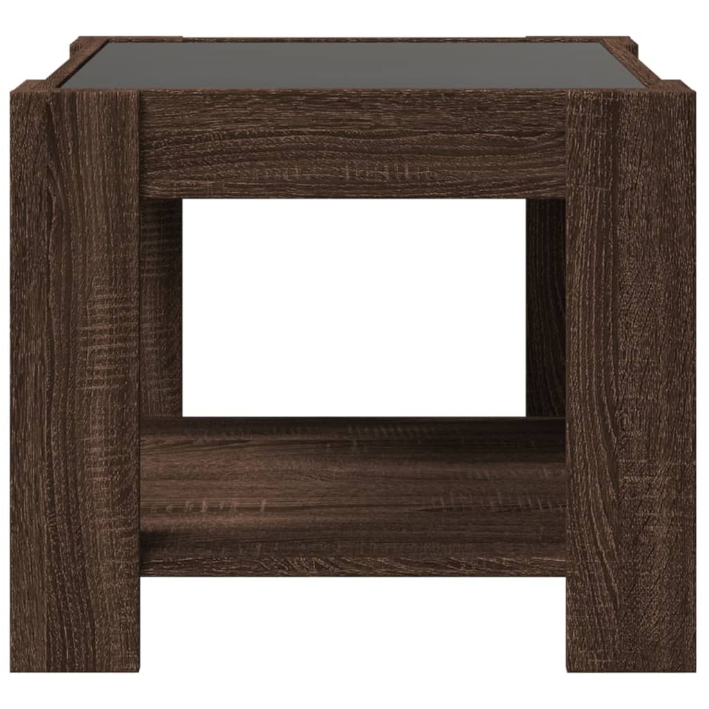 vidaXL Măsuță de cafea cu LED stejar maro 53x53x45 cm lemn prelucrat vidaXL Măsuță de cafea cu LED stejar maro 53x53x45 cm lemn prelucrat