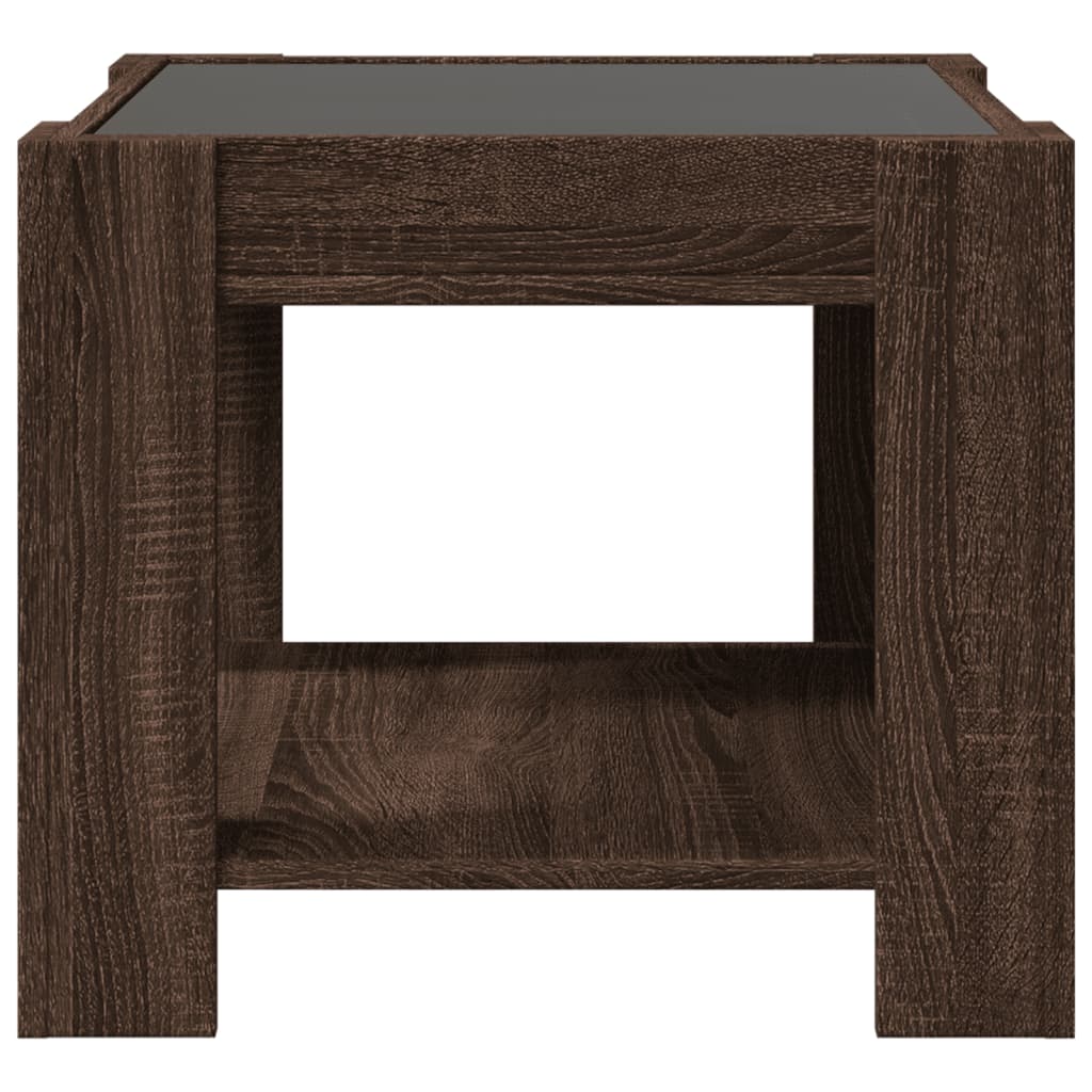 vidaXL Măsuță de cafea cu LED stejar maro 53x53x45 cm lemn prelucrat vidaXL Măsuță de cafea cu LED stejar maro 53x53x45 cm lemn prelucrat