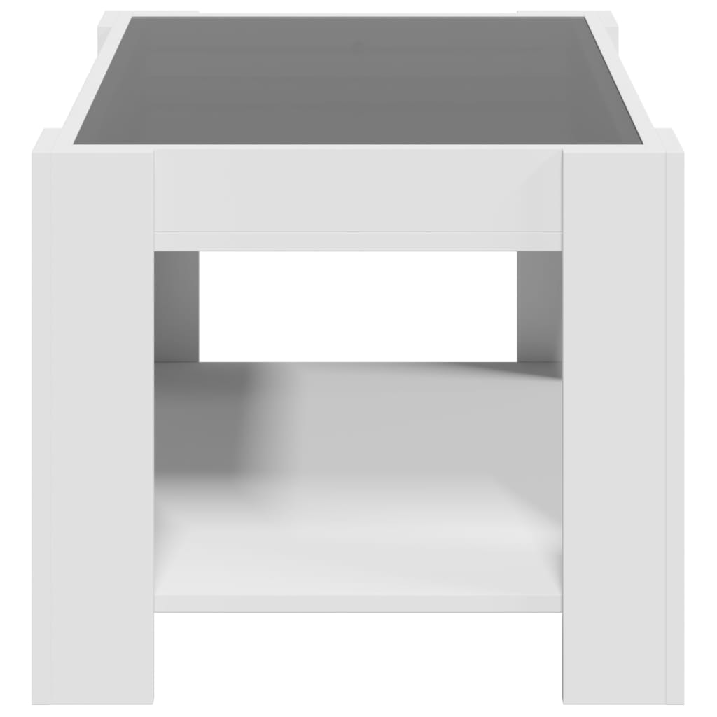 vidaXL Măsuță de cafea cu LED, alb, 73x53x45 cm, lemn prelucrat vidaXL Măsuță de cafea cu LED, alb, 73x53x45 cm, lemn prelucrat