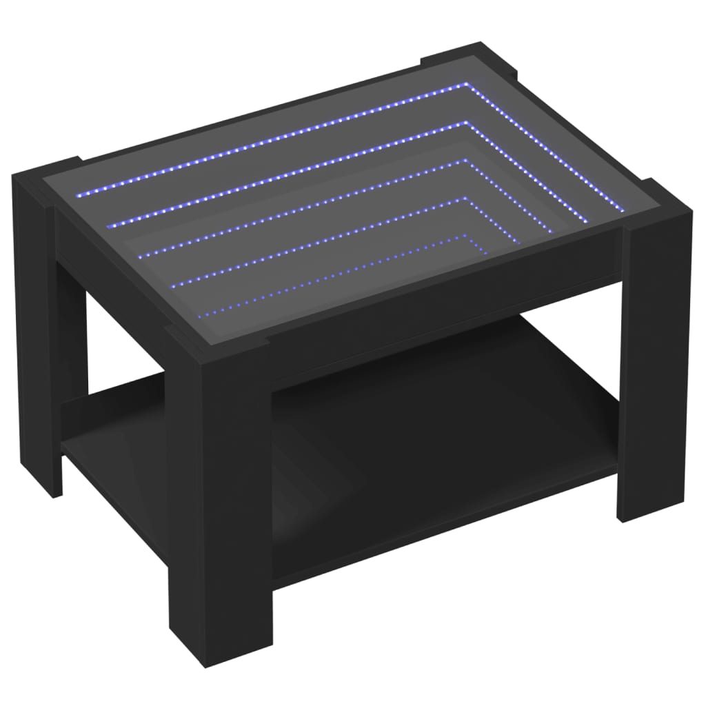 vidaXL Măsuță de cafea cu LED, negru, 73x53x45 cm, lemn prelucrat vidaXL Măsuță de cafea cu LED, negru, 73x53x45 cm, lemn prelucrat