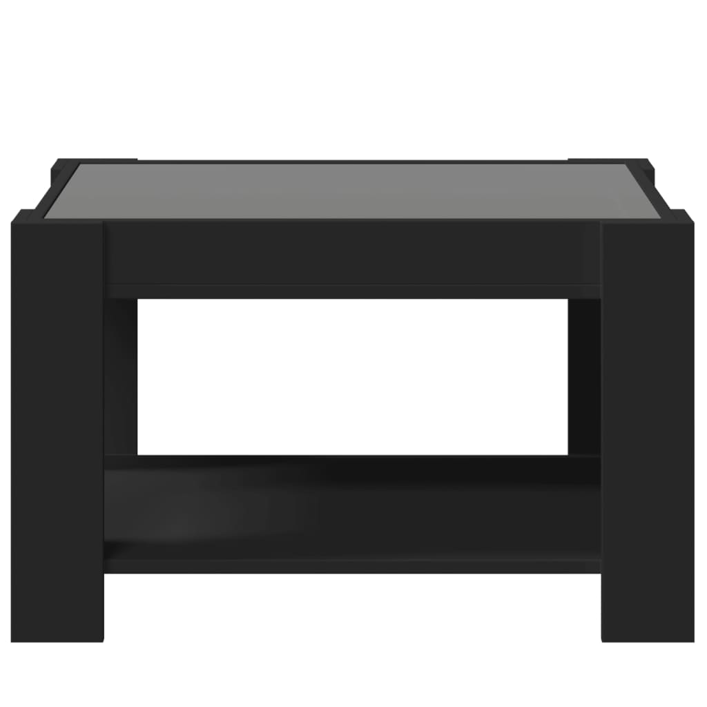 vidaXL Măsuță de cafea cu LED, negru, 73x53x45 cm, lemn prelucrat vidaXL Măsuță de cafea cu LED, negru, 73x53x45 cm, lemn prelucrat
