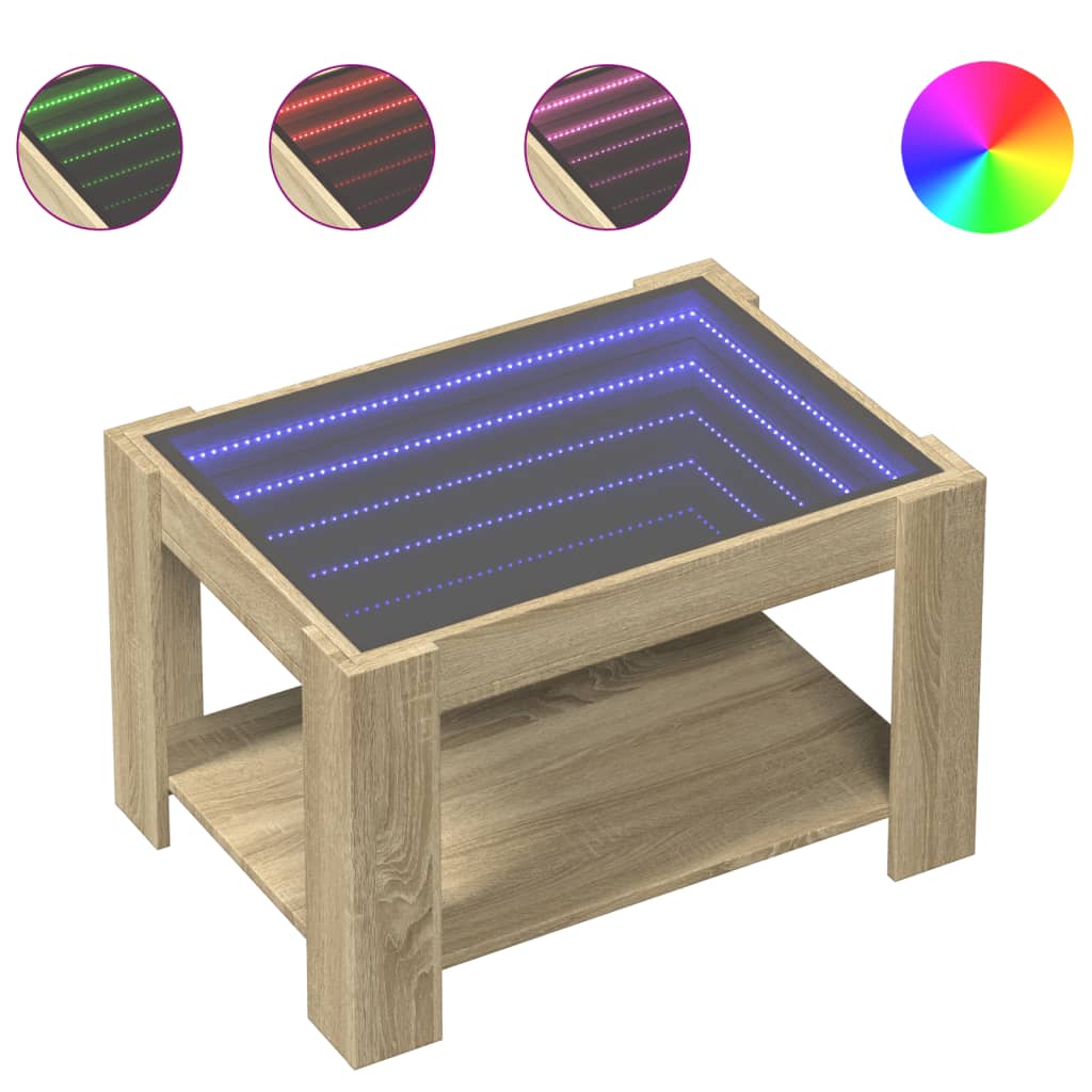 vidaXL Măsuță de cafea cu LED stejar sonoma 73x53x45 cm lemn prelucrat vidaXL Măsuță de cafea cu LED stejar sonoma 73x53x45 cm lemn prelucrat