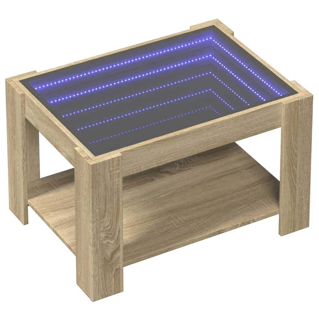vidaXL Măsuță de cafea cu LED stejar sonoma 73x53x45 cm lemn prelucrat vidaXL Măsuță de cafea cu LED stejar sonoma 73x53x45 cm lemn prelucrat