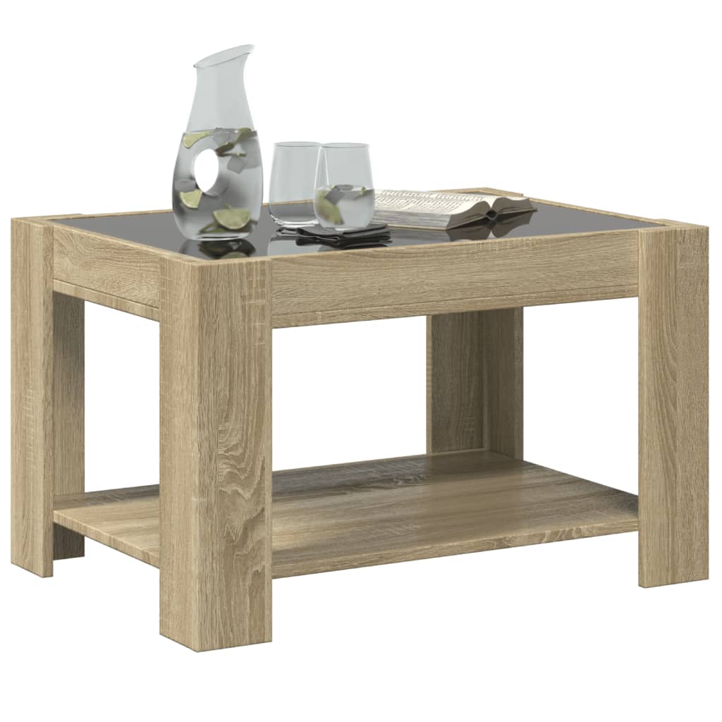 vidaXL Măsuță de cafea cu LED stejar sonoma 73x53x45 cm lemn prelucrat vidaXL Măsuță de cafea cu LED stejar sonoma 73x53x45 cm lemn prelucrat