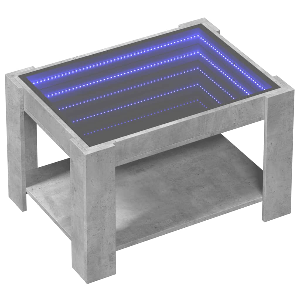 vidaXL Măsuță de cafea cu LED, gri beton, 73x53x45 cm, lemn prelucrat vidaXL Măsuță de cafea cu LED, gri beton, 73x53x45 cm, lemn prelucrat