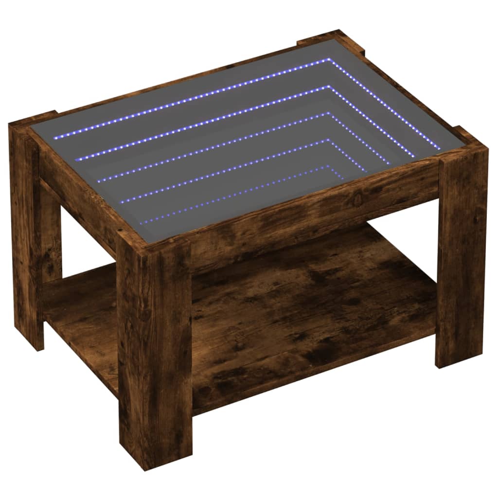 vidaXL Măsuță de cafea cu LED stejar fumuriu 73x53x45cm lemn prelucrat vidaXL Măsuță de cafea cu LED stejar fumuriu 73x53x45cm lemn prelucrat