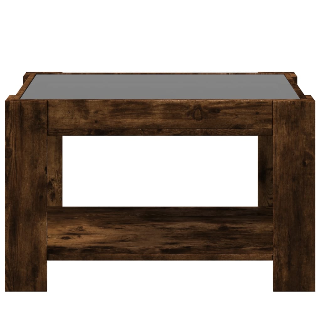 vidaXL Măsuță de cafea cu LED stejar fumuriu 73x53x45cm lemn prelucrat vidaXL Măsuță de cafea cu LED stejar fumuriu 73x53x45cm lemn prelucrat