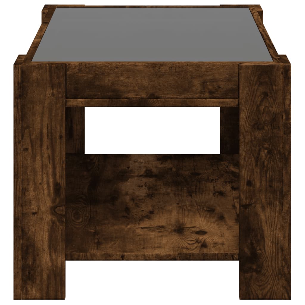 vidaXL Măsuță de cafea cu LED stejar fumuriu 73x53x45cm lemn prelucrat vidaXL Măsuță de cafea cu LED stejar fumuriu 73x53x45cm lemn prelucrat