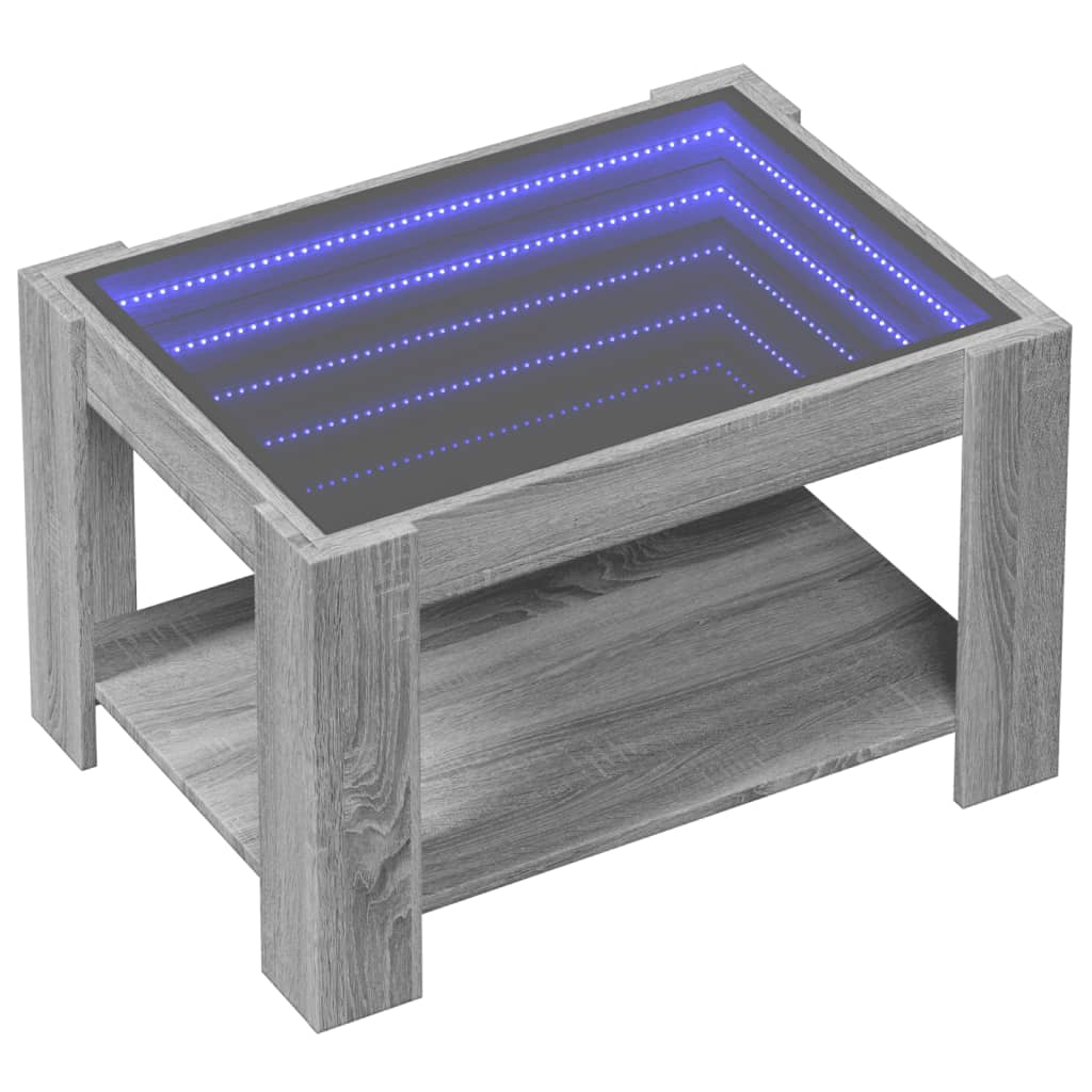 vidaXL Măsuță de cafea cu LED sonoma gri 73x53x45 cm lemn prelucrat vidaXL Măsuță de cafea cu LED sonoma gri 73x53x45 cm lemn prelucrat